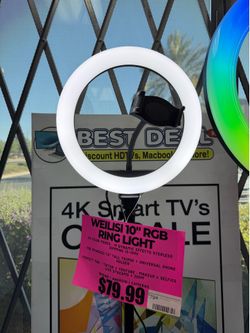 Weilisi 10” RGB Ring Light with Tripod & Phone Holder