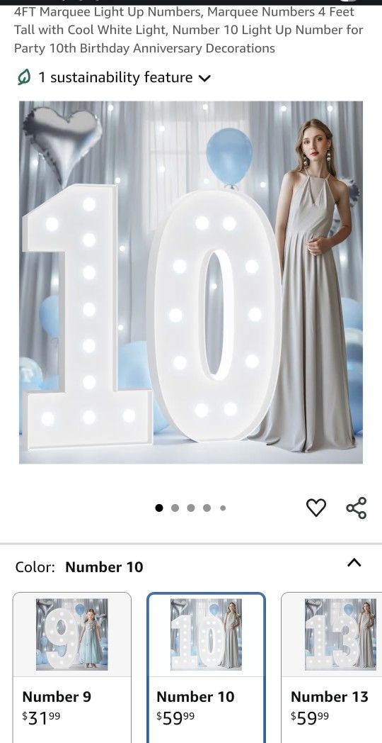 4ft Light Up Number #10
