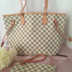 White Checkered Handbag 