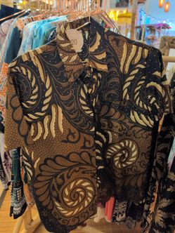 Batik Button-Up Shirt Brown and Black