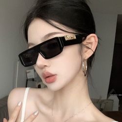 One-piece narrow-edge leopard square frame sunglasses Internet celebrity popular retro hip-hop Hong Kong style high-quality sunglasses casual universa