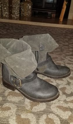 Grey pleather boots