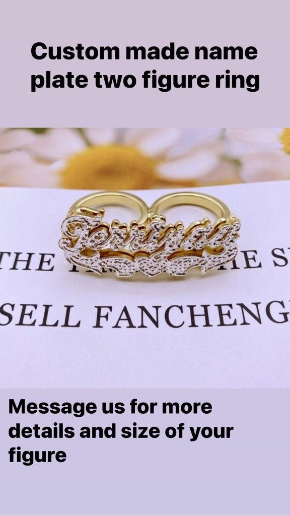 Custom Name ring Double Color Name Plate Gift 🎁 For Her
