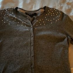 Gray Central Park West Button Up Sweater 