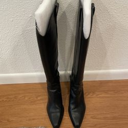 Aqua Women's Aerin Pointed Toe Dress Leather Boot Black Size 8