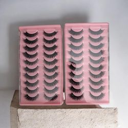 2 Pack 10 Pairs Women's  False Eyelashes, Fluffy Volume Lashes, Visibly Thickened Natural Full Lashes, Fake Eyelashes