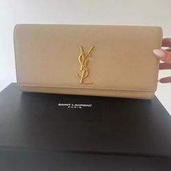 Saint Laurent Clutch Beige Leather