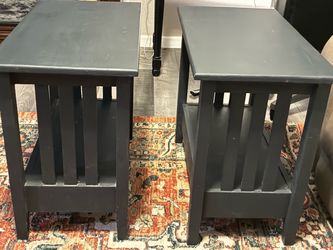 wood end tables- navy blue
