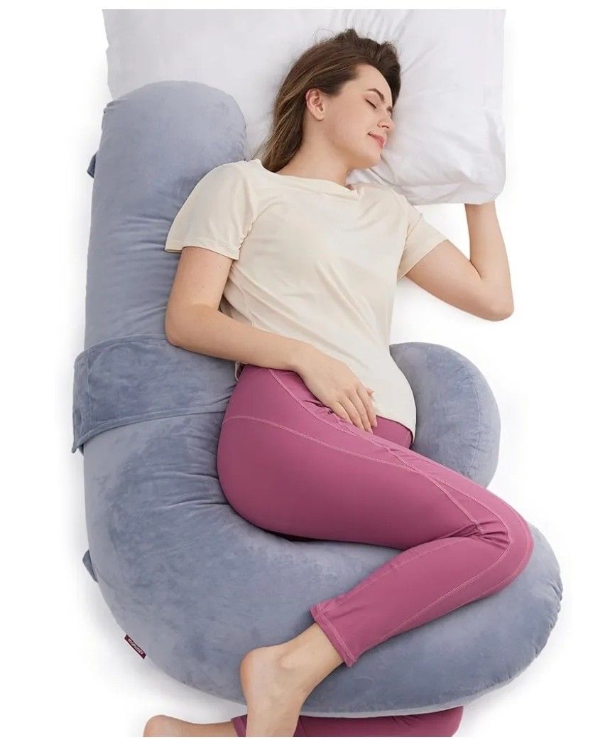 Momcozy Pregnancy Pillow, Original F Shaped Maternity Pillow for Pregnant Women with Adjustable Wedge Pillow, Full Body Support Pregnancy Pillows for