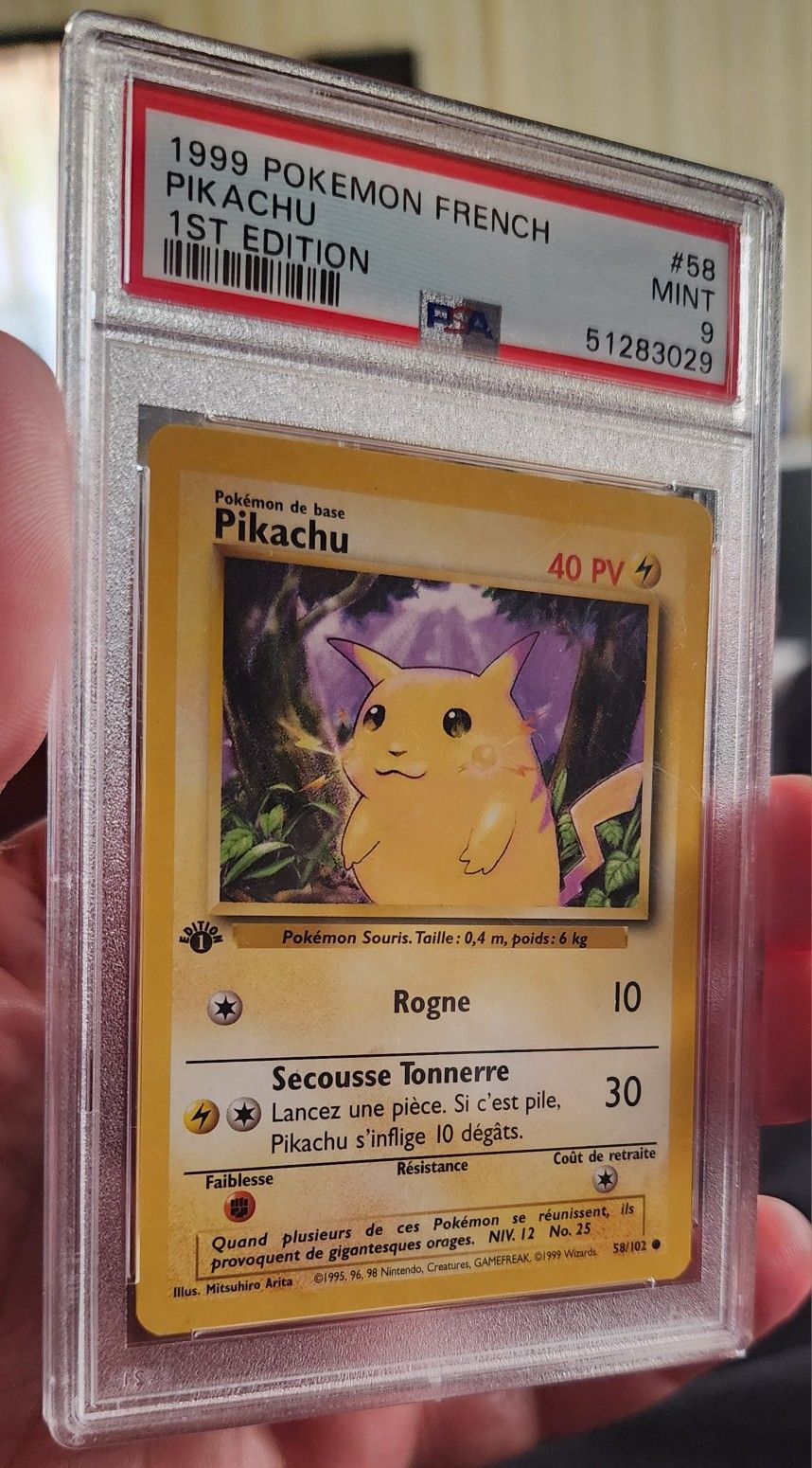 FS/NFT - PSA 9 - 1999 POKEMON PIKACHU FIRST EDITION BASE SET FRENCH #58