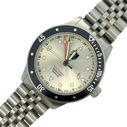 Three Leagues Grey League Swiss GMT Stainless Steel Diver Watch (A1D024303)
