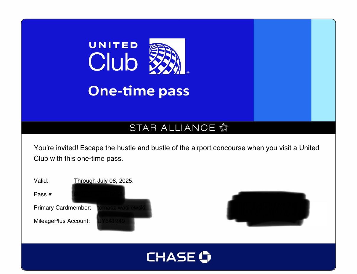 2 Each - United Club One Time Pass