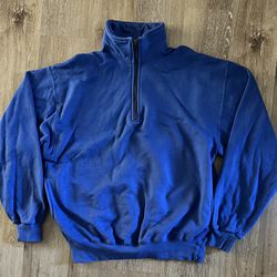 VINTAGE LL Bean Russell Athletic Men's Size Large Blue Sweatshirt 1/4 Zip 90s  