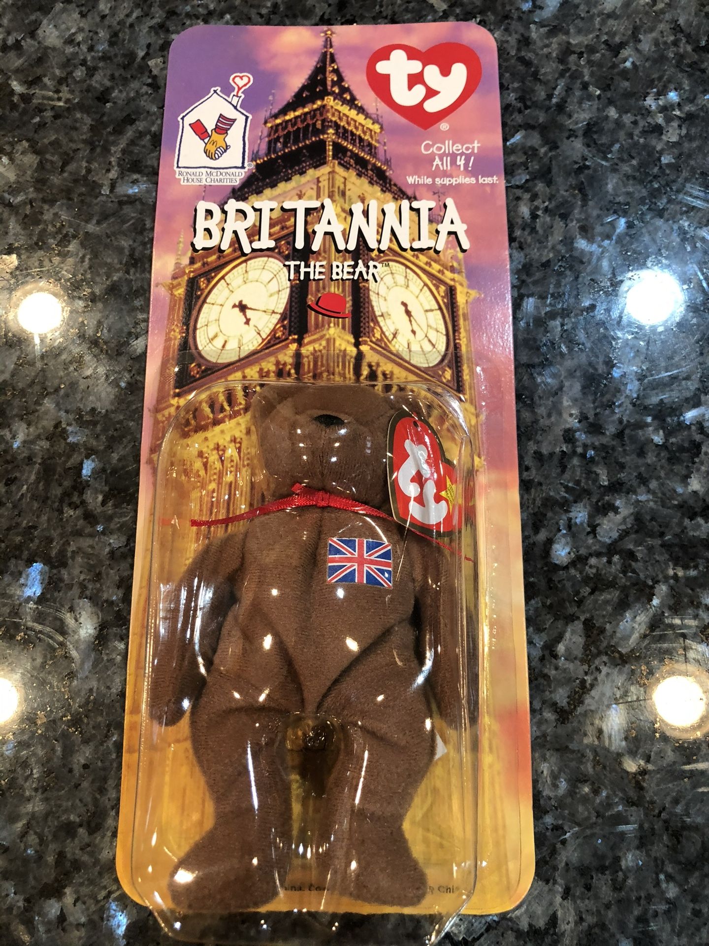 McDonald’s Britannia Union Flag Beanie Babie . Year 1999. Brand New Never Opened