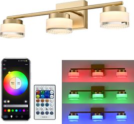 Gold 3-Light LED Bathroom Vanity Light 21.26" RGB Smart Remote App Control