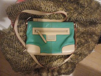 Tangello  Teal & Tan Learher NEW UNUSED BAG/ PURSE