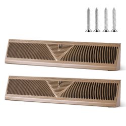 Baseboard Register Duct Opening Size Vent Covers for Home Floor Wall Baseboard Air Covers Supply Floor Diffuser (2, Brown, 24 Inch)
