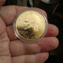 Rare. Golden Eisenhower Bicentennial Dollar Coin
