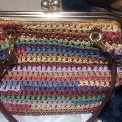 Coach Straw kisslock 27 purse brand new