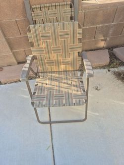 Folding Lawn Chair with Woven Webbing