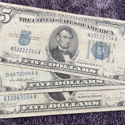 1934-c Blue Seal 5 Dollar 