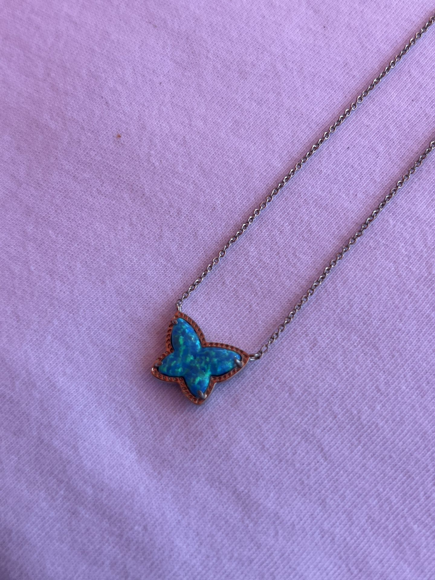 Kendra Scott ocean Blue Kyocera Opal Butterfly Necklace 