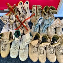 Military Surplus Boots - Lot Of 10, Various Types & Sizes