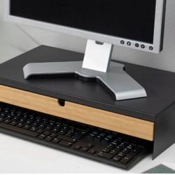 Steel Black Bamboo Computer Stand