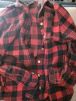 Red and Black Plaid Flannel Shirt