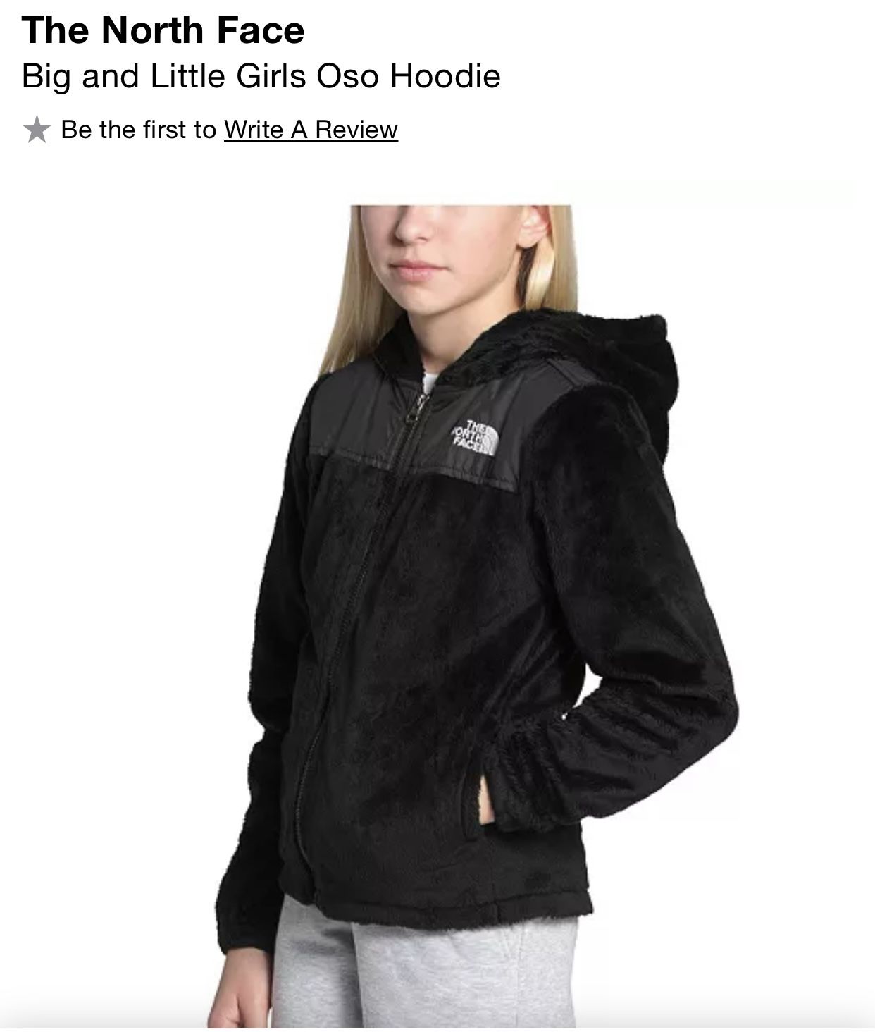 THE NORTH FACE Girls Oso BLACK FULL ZIP HOODED FLEECE JACKET  Reversible Size S / P (7/8). Good Used Condition. Make an offer!