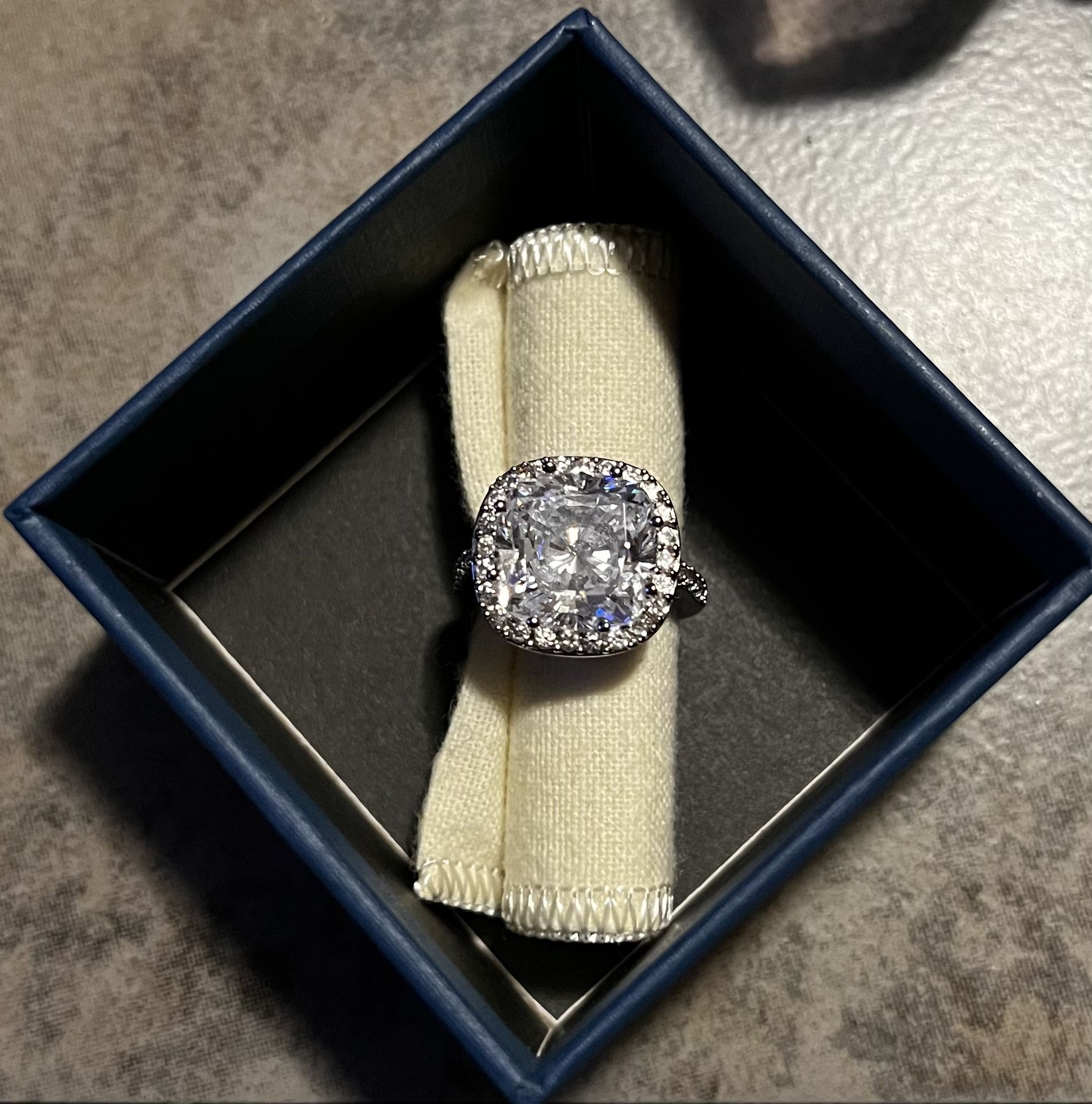 Cubic Zirconia Cushion Cut With Heart Accents