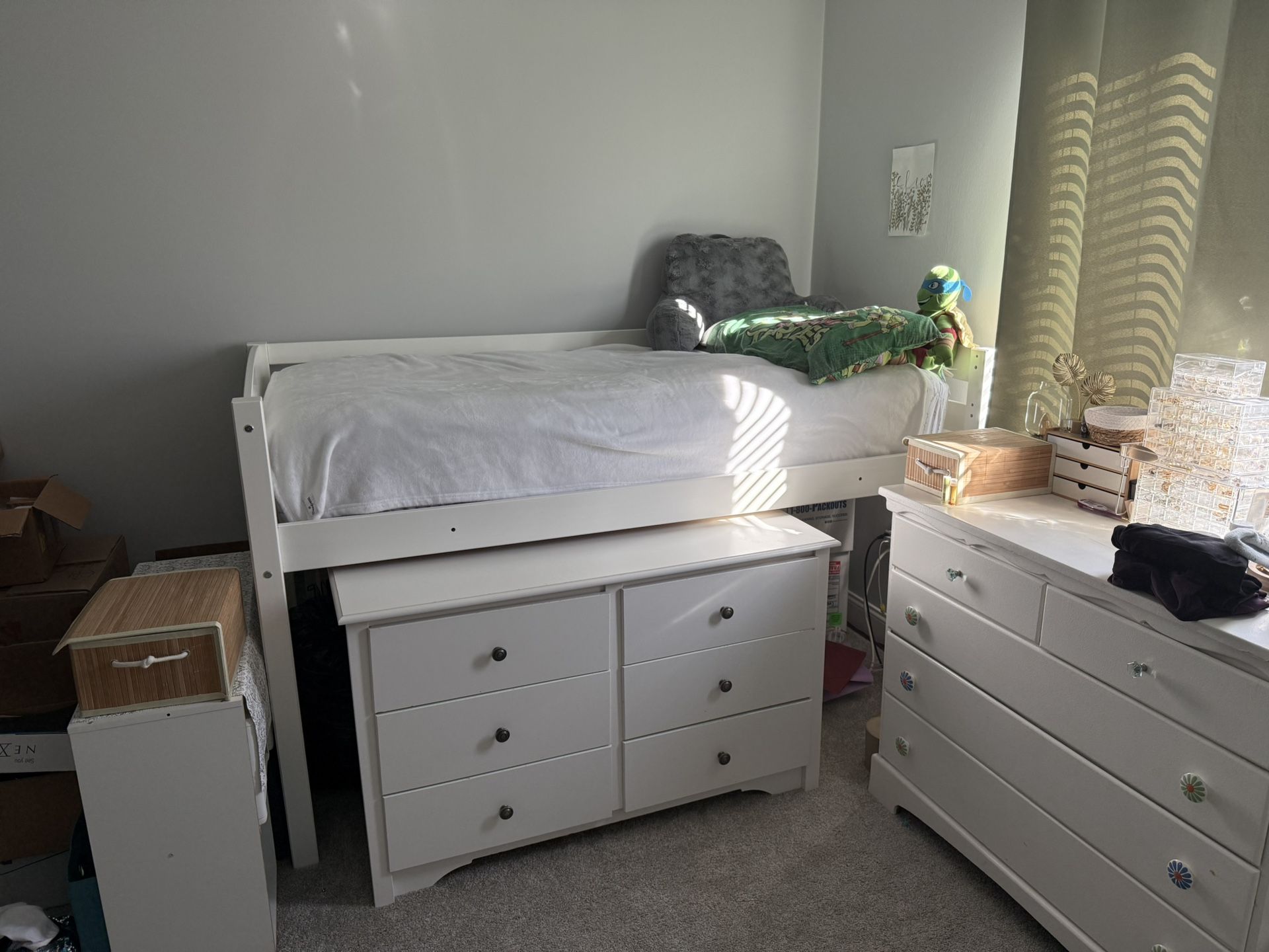 Twin Loft Bed And Two Dressers