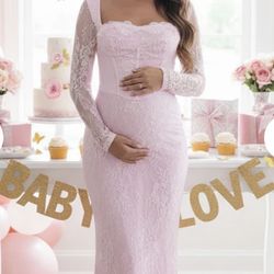 Pink Maternity Lace dress Size Medium -NEW