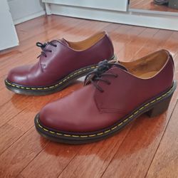 Dr. Martens Leather Platform Maroon Shoes