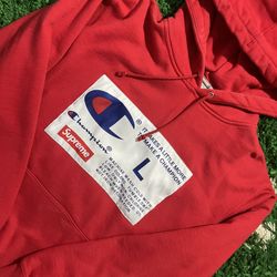 Supreme Champion Logo Hoodie Red