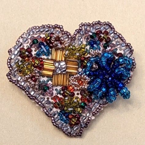 Beautiful Unique Beaded Heart Brooch/Pin