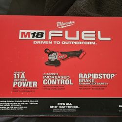 Milwaukee M18 FUEL 4-1/2" / 5" Variable Speed Braking Grinder, Paddle Switch No-Lock (2888-20)