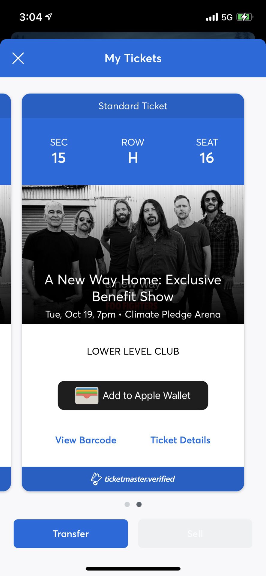 Foo Fighters And Death Cab tickets x2 (Climate Pledge Arena, Seattle)