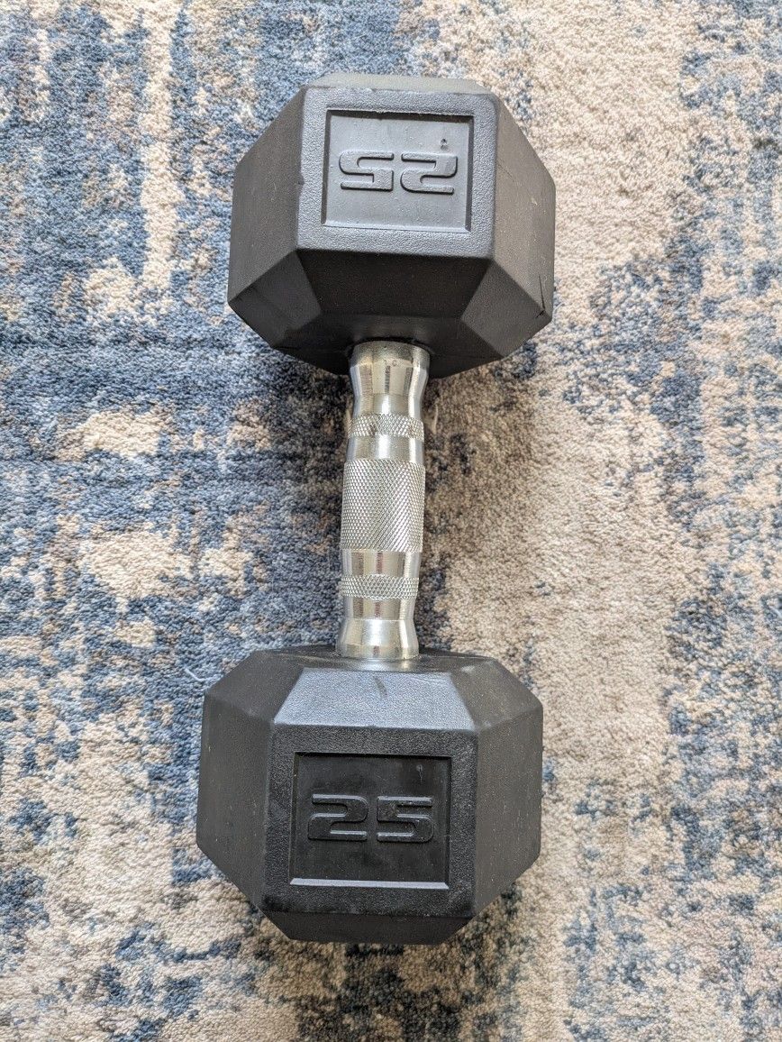 (1) 25 Lbs Dumbbell Weight With Rubber