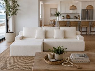 Boneless Couch, L Shaped Cloud Couches for Living Room, Comfy Fluffy Modular Sectional Sofa, Deep Seat Memory Foam Lounger with Left Facing Chaise, Fr