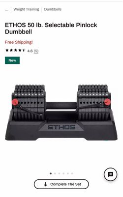 ETHOS 50 lb Selectable Pinlock Dumbbells