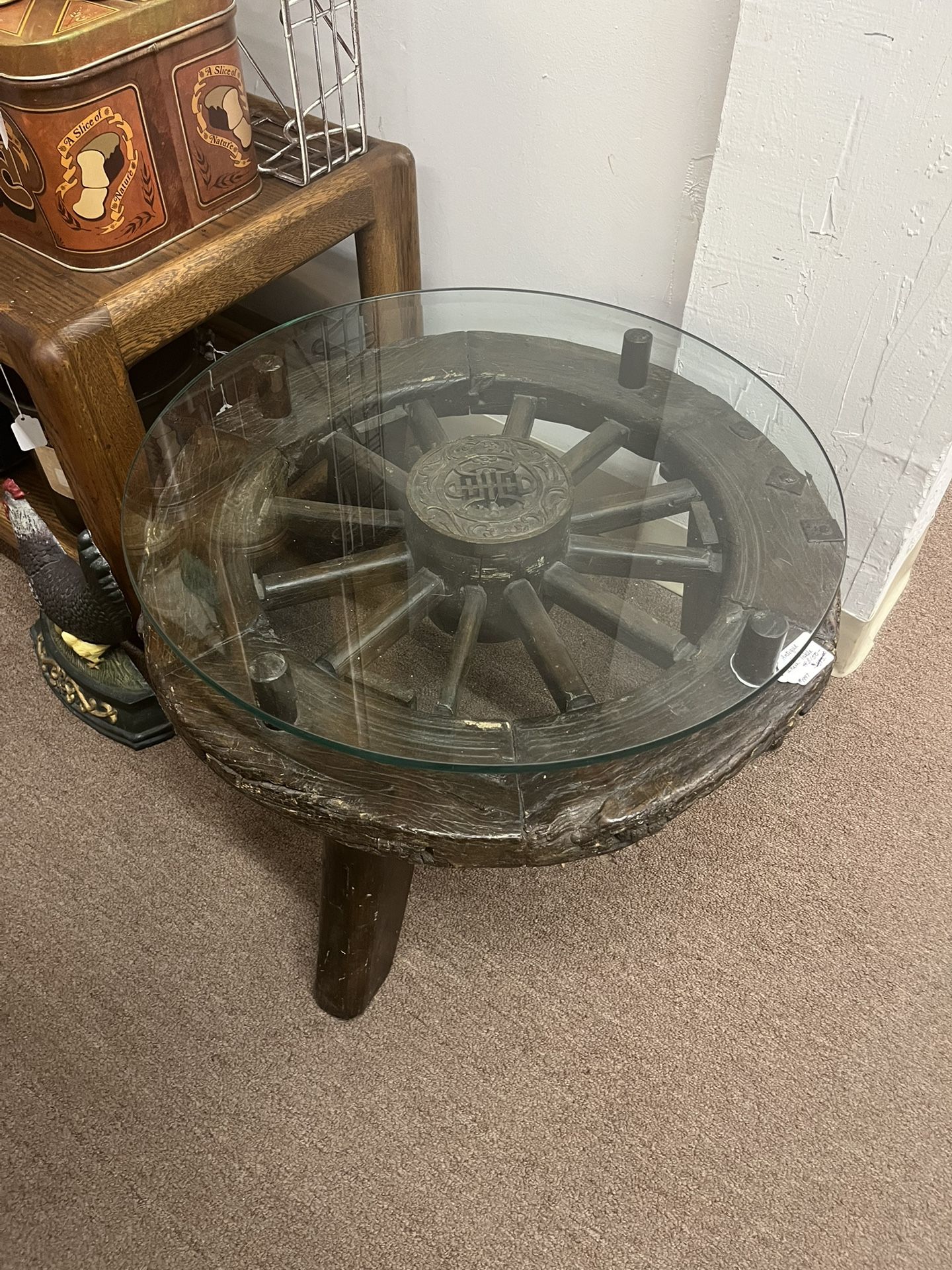 Antique Asian Wagon Wheel Table