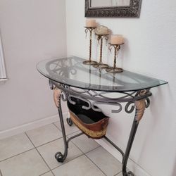 4 Piece Glass/Metal Table Set