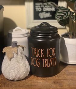 Large Raé Dunn dog treats canister