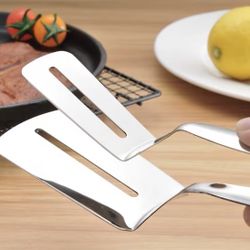 1pc Stainless Steel Non-Stick Fish Turner Tongs - Ergonomic Kitchen Tool for Flipping Fish, Steak & More - Durable & Easy to Clean - $3