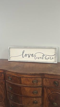 Love Lives Here Framed Wood Sign