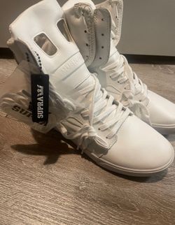 Supra Skytop II high-top sneaker in white grain leather