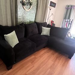 Black Suede Sofa (Like New) 