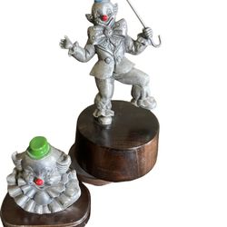 1 Music Box George Good Pewter Dancing Clown with Umbrella Vintage Collectible 1 Vintage 1980s George Good Circus Clown Pewter Figurine on Wood Base r