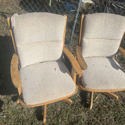 Cloth And Wooden Swivel Chairs 